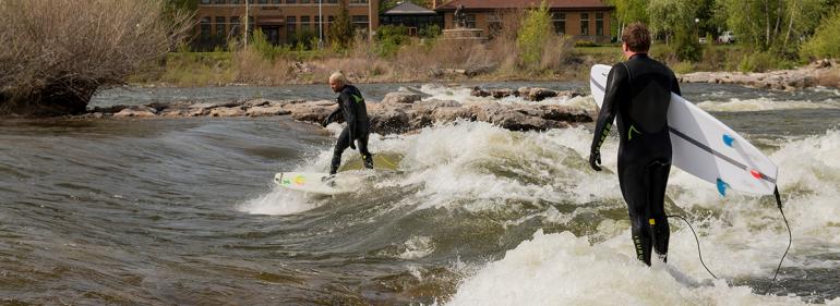 Surfing Brennan's wave in Downtown Missoula