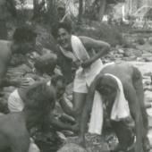 Italian detainees bathing, Fort Missoula